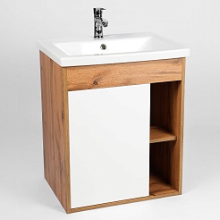 Viant Мебель для ванной Бостон 70 подвесная белая/дуб вотан – фотография-3